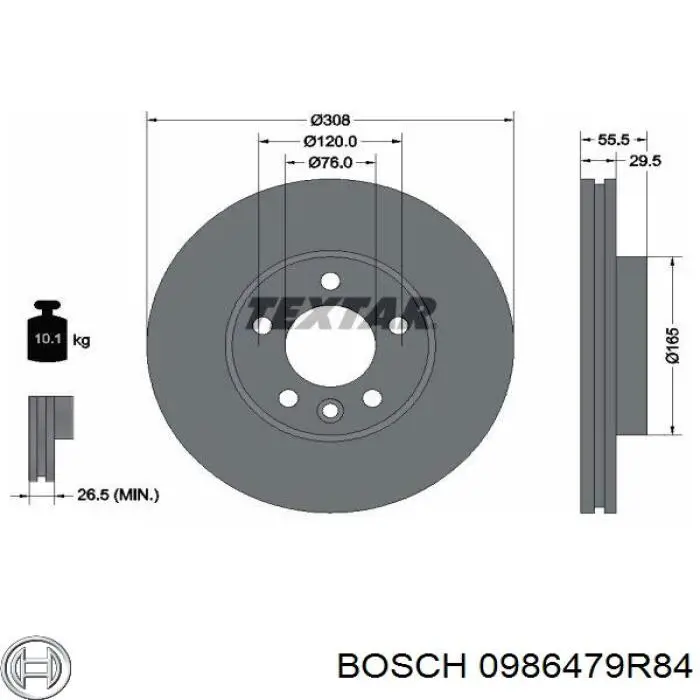 Comprar 0986479R84 Bosch Freno de disco delantero
