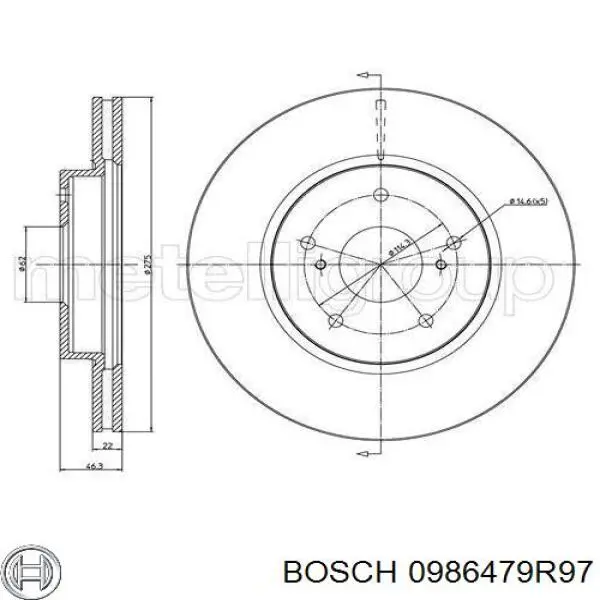 0986479R97 Bosch disco de freno delantero