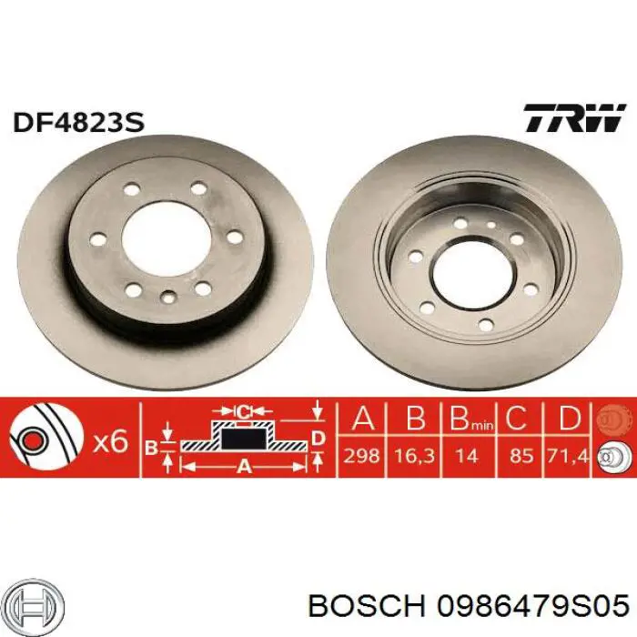 0986479S05 Bosch disco de freno trasero