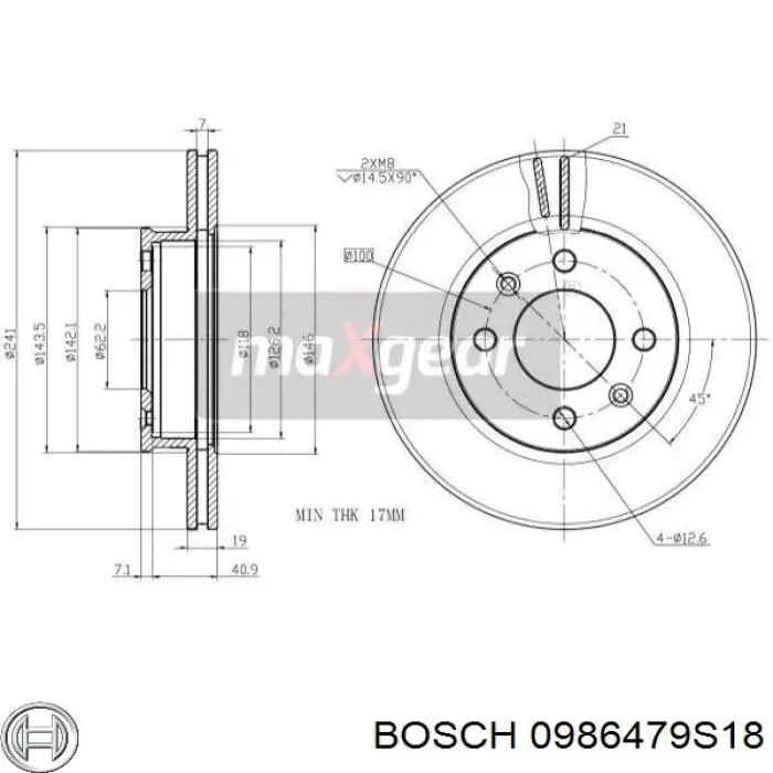 0986479S18 Bosch disco de freno delantero