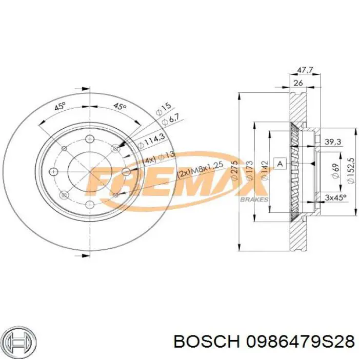 Comprar 0986479S28 Bosch Freno de disco delantero