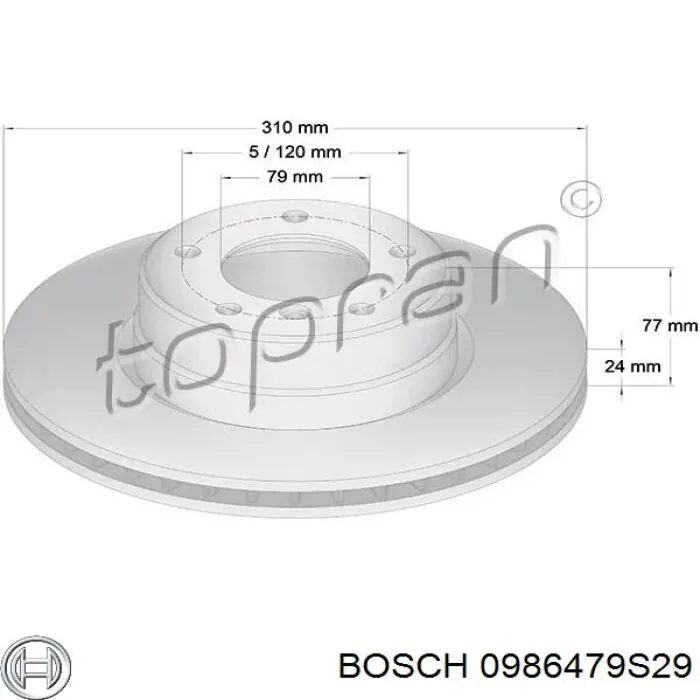 Disco de freno 0986479S29 Bosch