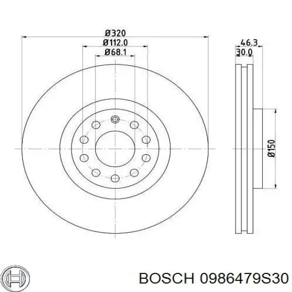Comprar 0986479S30 Bosch Freno de disco delantero