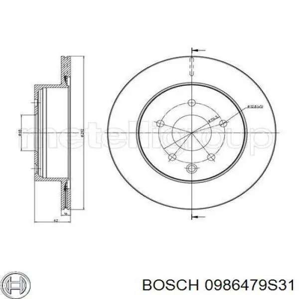 0986479S31 Bosch Freno de disco trasero