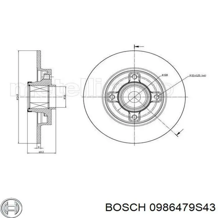 0986479S43 Bosch disco de freno trasero