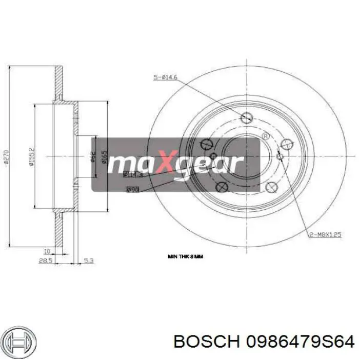 Disco de freno trasero Toyota Auris E15
