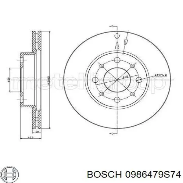 0986479S74 Bosch freno de disco delantero