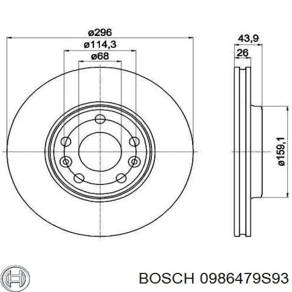 Disco de freno 0986479S93 Bosch