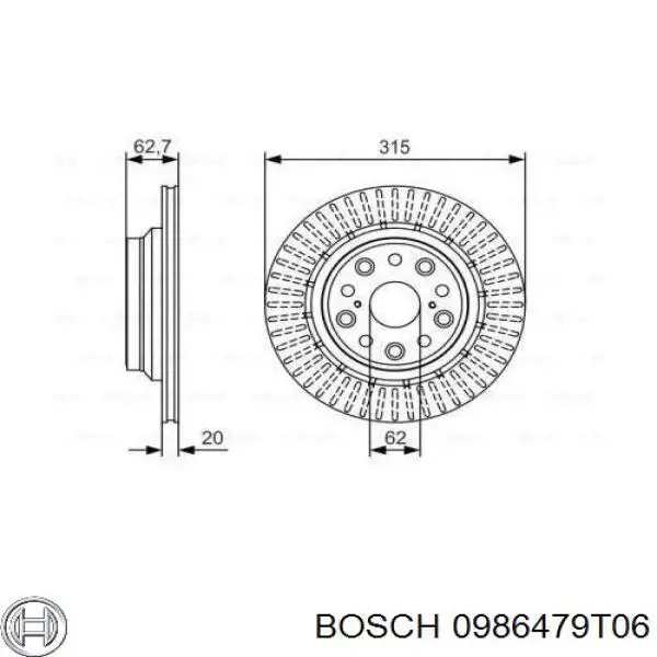 0986479T06 Bosch disco de freno trasero