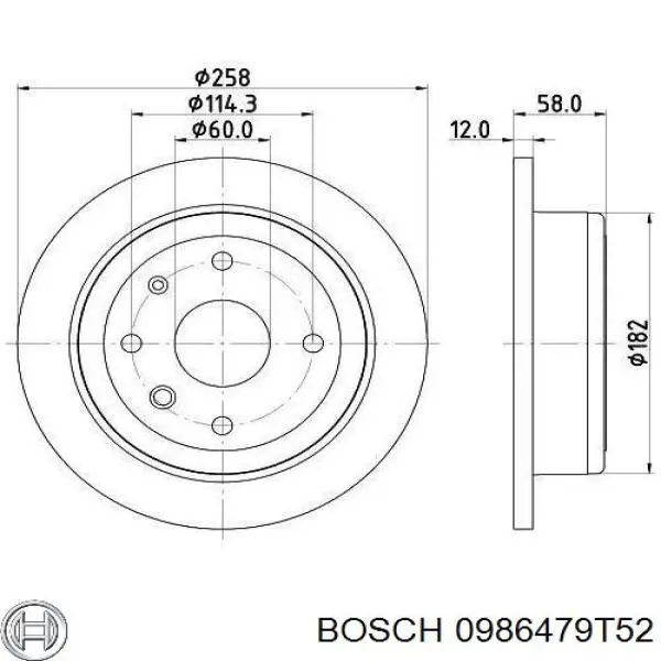 0986479T52 Bosch disco de freno trasero