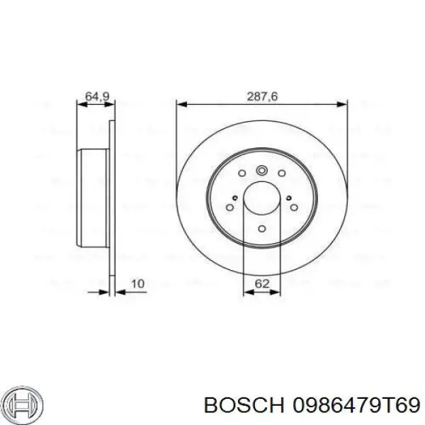 0986479T69 Bosch disco de freno trasero