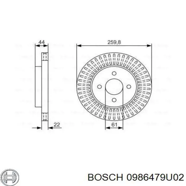 0986479U02 Bosch freno de disco delantero