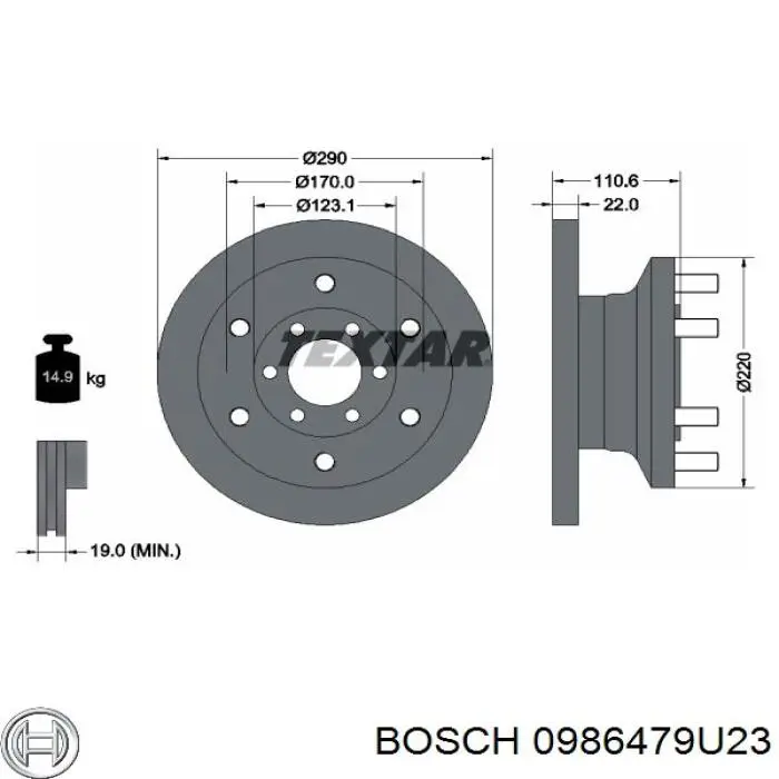 0 986 479 U23 Bosch freno de disco delantero