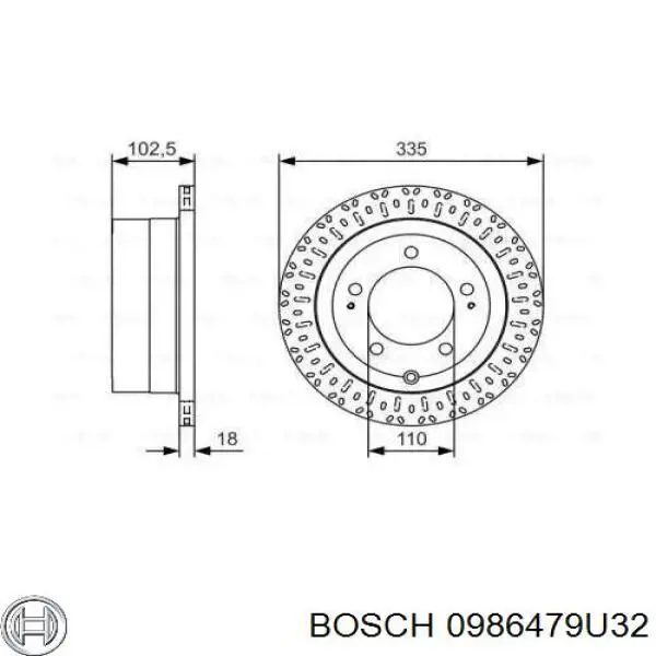 0986479U32 Bosch disco de freno trasero