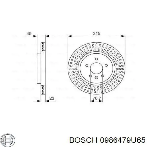 0986479U65 Bosch disco de freno trasero