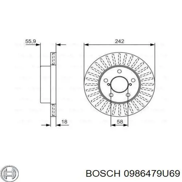 0986479U69 Bosch disco de freno delantero