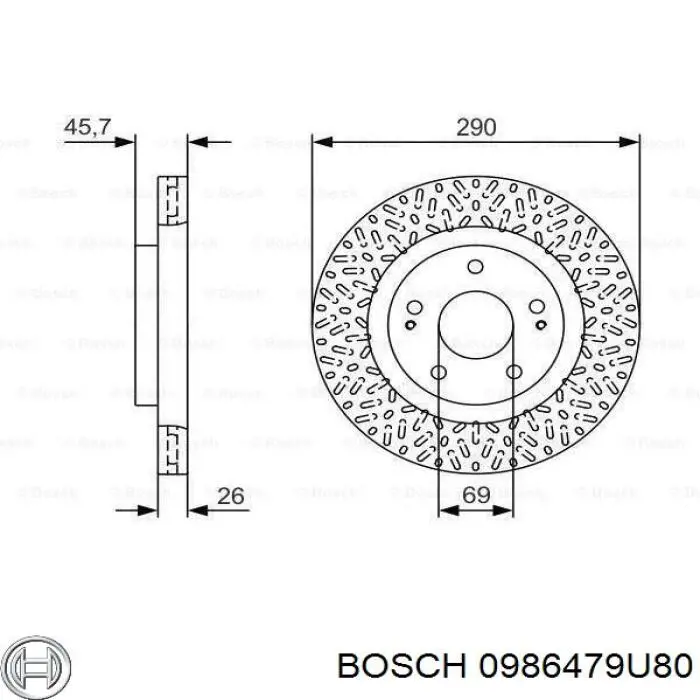 0986479U80 Bosch disco de freno delantero
