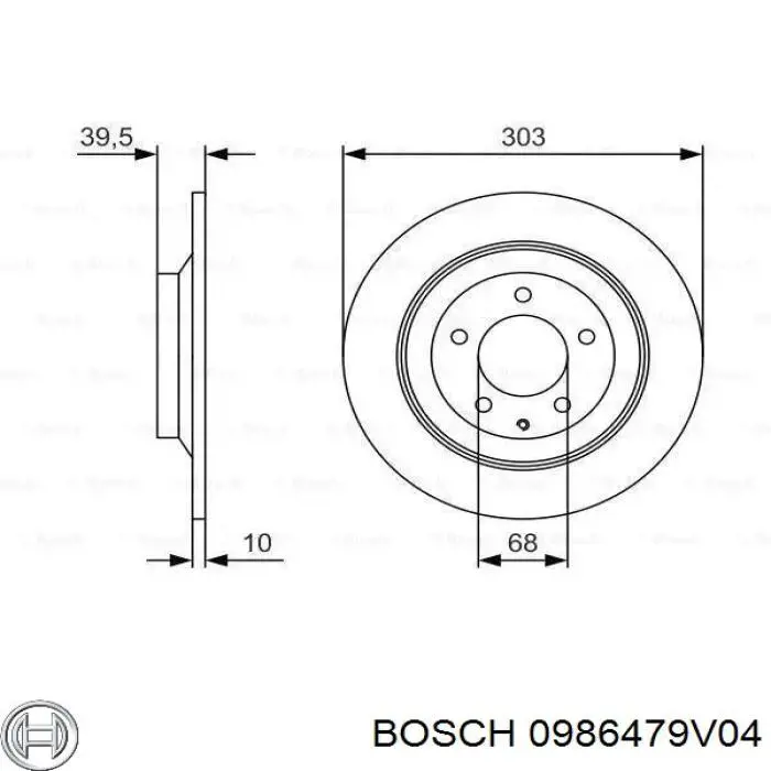 0 986 479 V04 Bosch disco de freno trasero