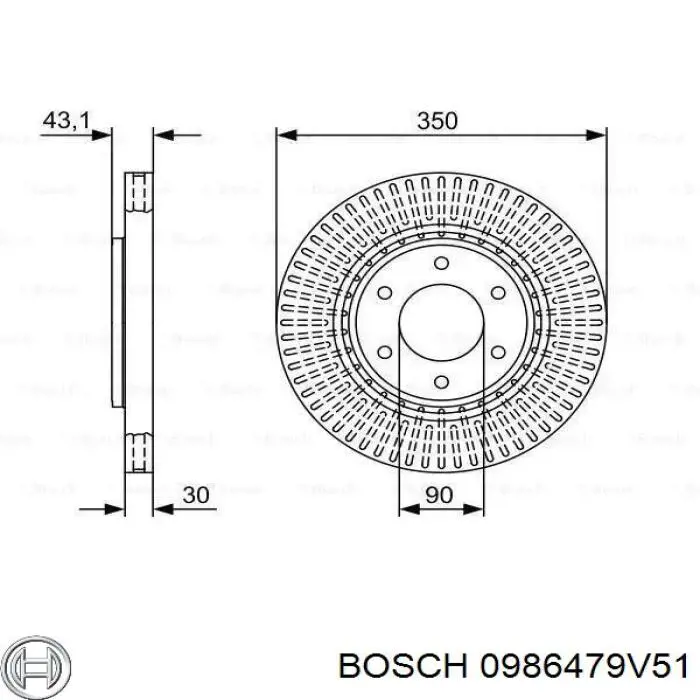 0986479V51 Bosch freno de disco delantero