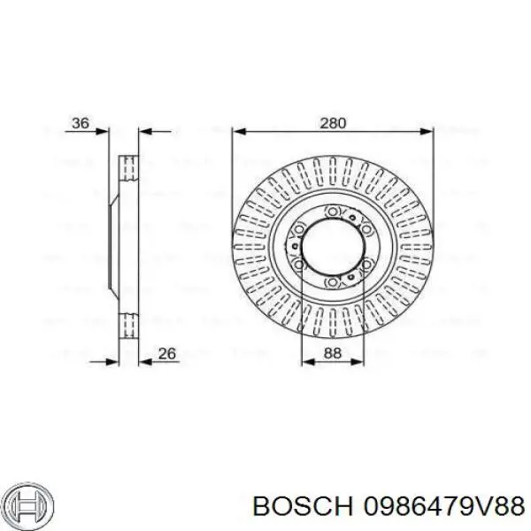 0986479V88 Bosch disco de freno delantero