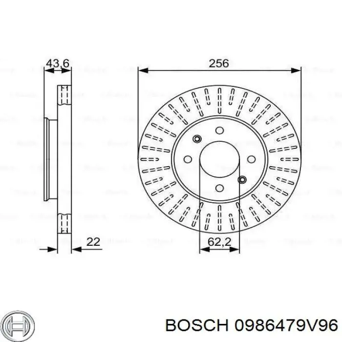 0986479V96 Bosch disco de freno delantero