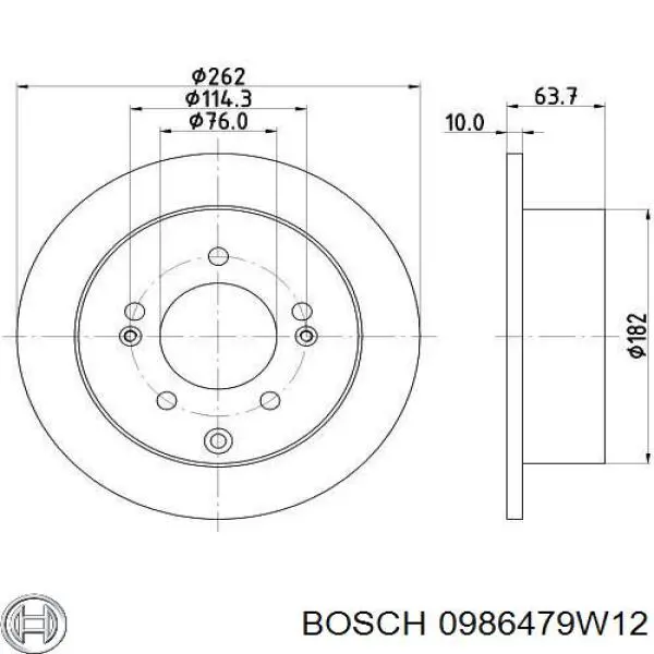 0986479W12 Bosch disco de freno trasero