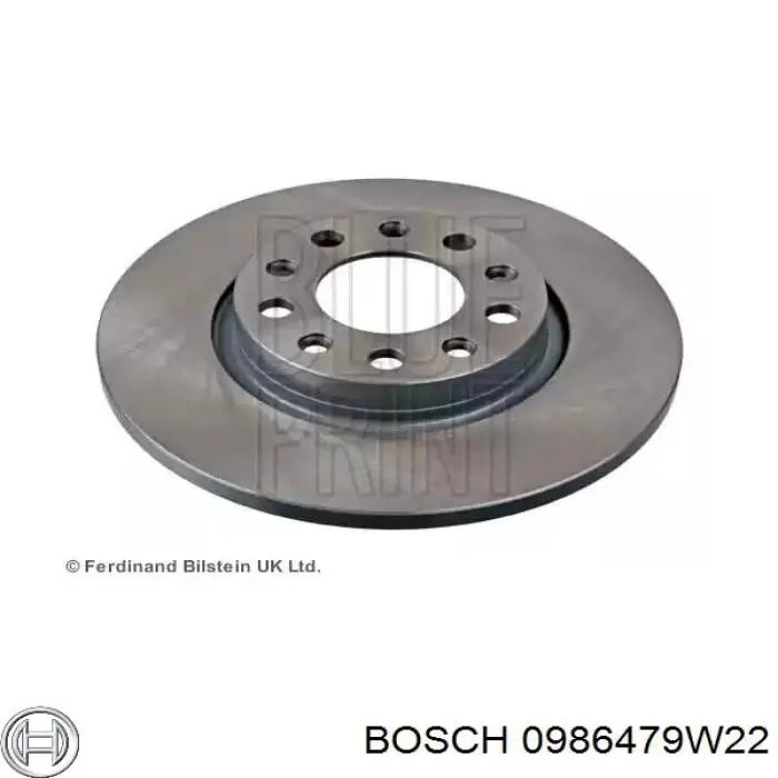Disco de freno trasero 0986479W22 Bosch