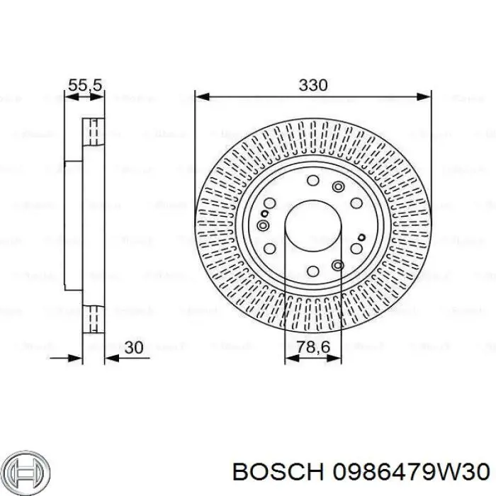 Comprar 0986479W30 Bosch Freno de disco delantero