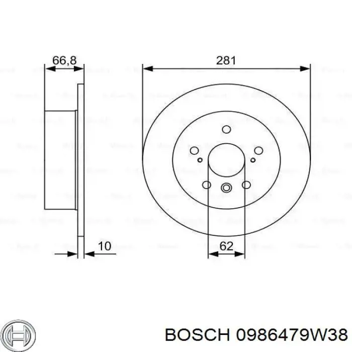 0986479W38 Bosch disco de freno trasero