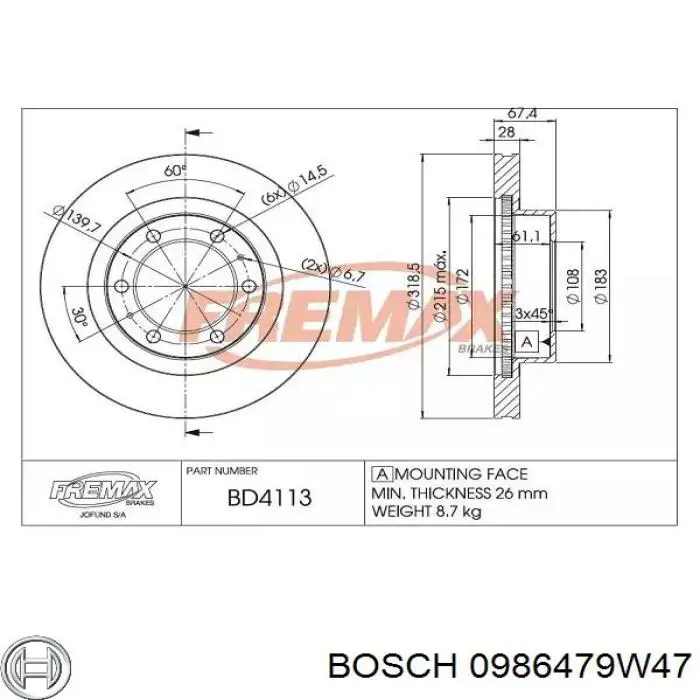 Disco de freno DI2044C Japan Parts