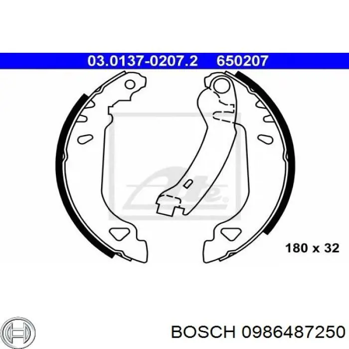 0986487250 Bosch zapatas de frenos de tambor traseras