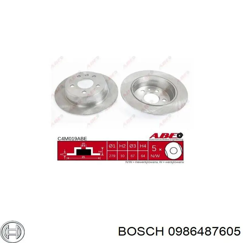 Zapatas de freno de mano 0986487605 Bosch