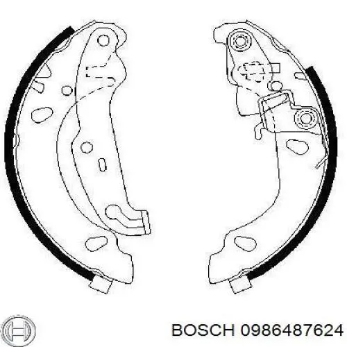 0 986 487 624 Bosch zapatas de frenos de tambor traseras