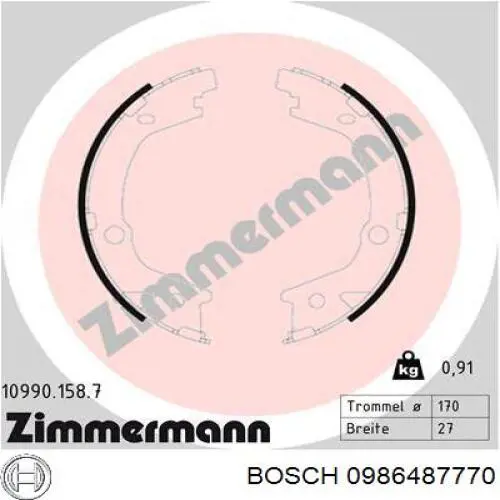 Zapatas de freno 0986487770 Bosch