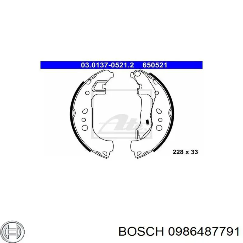 0986487791 Bosch Zapatas de freno de tambor traseras