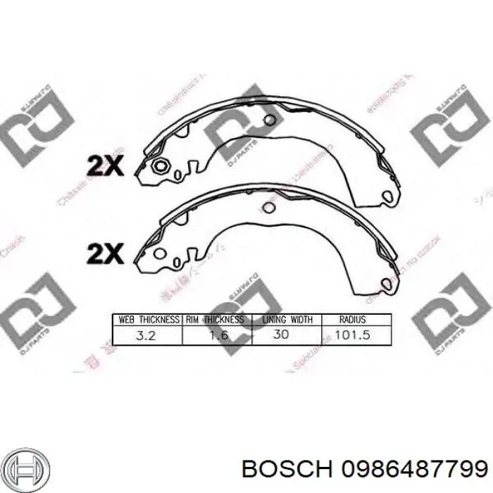 Comprar 0986487799 Bosch Zapatas de freno