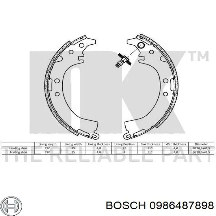 0986487898 Bosch zapatas de frenos de tambor traseras