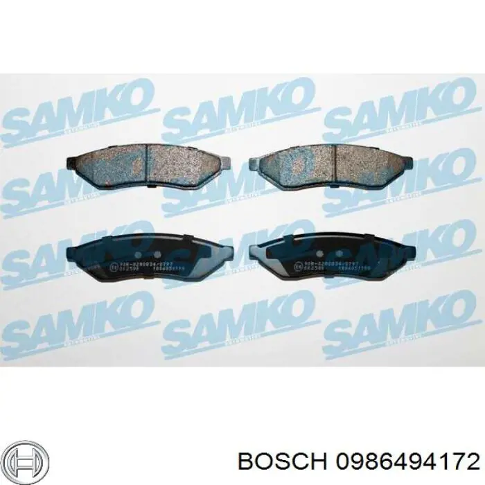 0986494172 Bosch pastillas de freno traseras