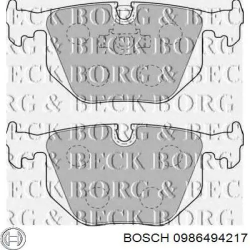 0 986 494 217 Bosch pastillas de freno delanteras