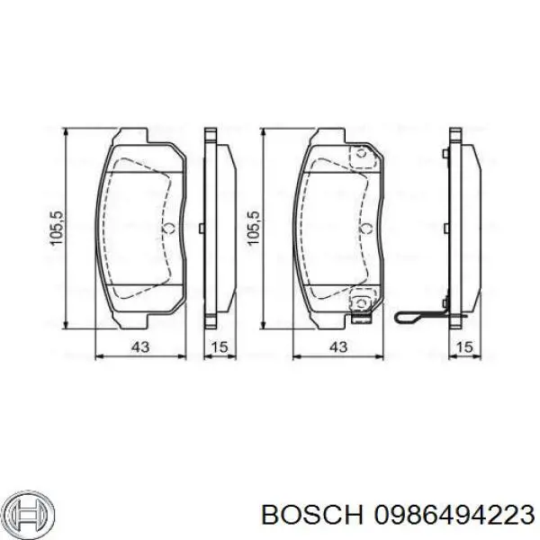 0986494223 Bosch pastillas de freno traseras