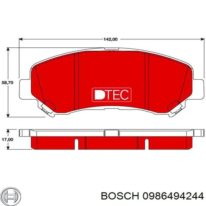 Comprar 0986494244 Bosch Pastillas delanteras de freno