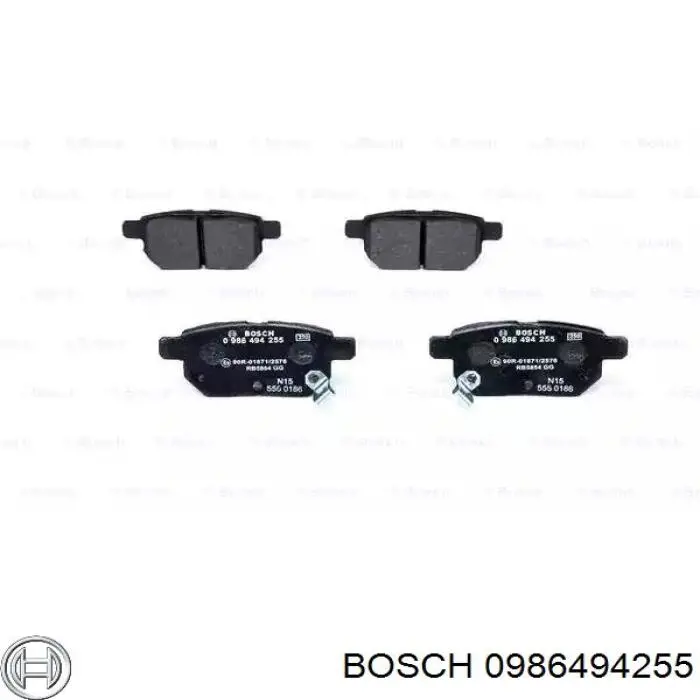 0986494255 Bosch pastillas de freno traseras