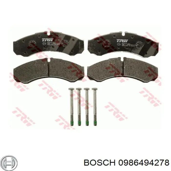 0 986 494 278 Bosch pastillas de freno delanteras