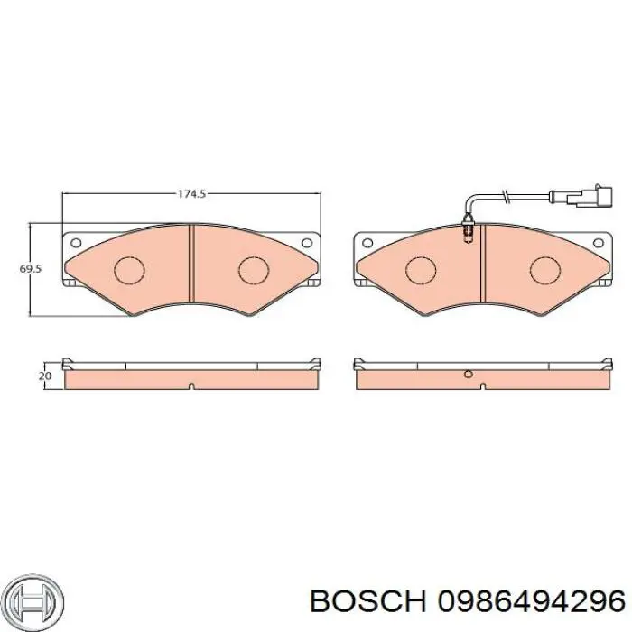 0986494296 Bosch pastillas de freno delanteras