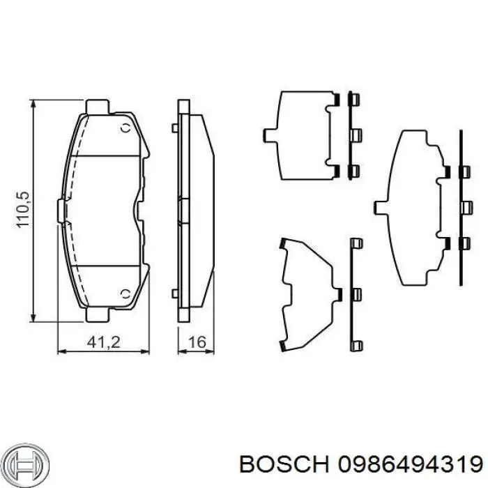 0986494319 Bosch pastillas de freno traseras