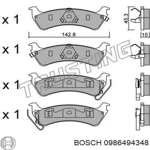 0986494348 Bosch pastillas de freno traseras