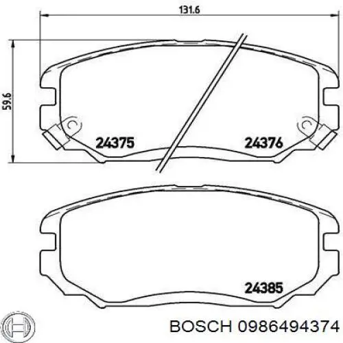 0986494374 Bosch pastillas de freno delanteras