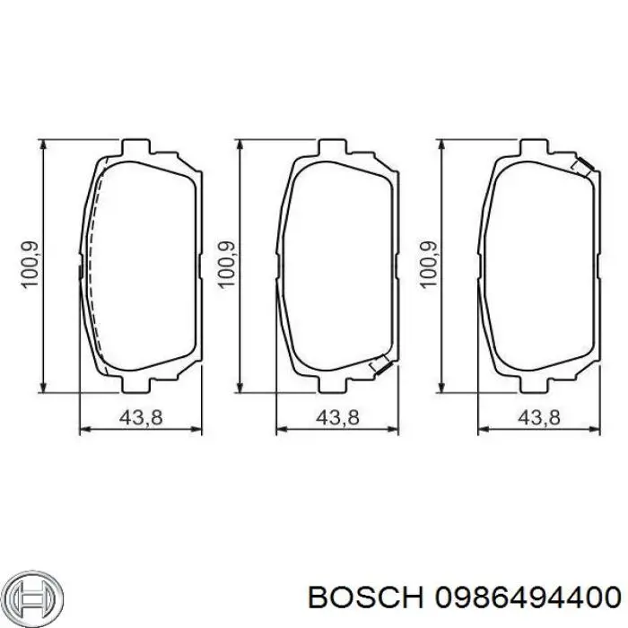 0986494400 Bosch pastillas de freno traseras