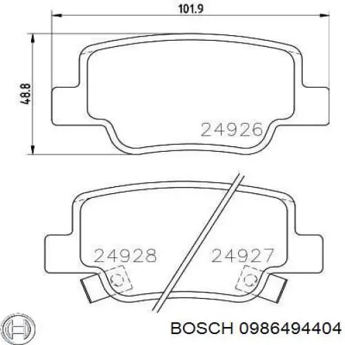 0986494404 Bosch pastillas de freno traseras