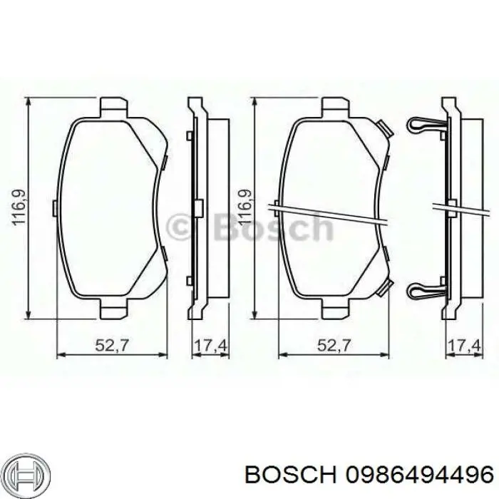 0986494496 Bosch pastillas de freno traseras